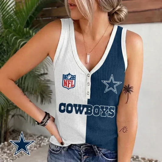 [TOUCHDOWN DEAL] NEW CUSTOMIZED NFL21 DCB DALLAS COWBOYS WOMEN'S V-NECK TANK TOP