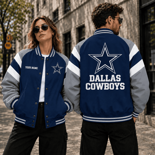 [TOUCHDOWN DEAL] NEW CUSTOMIZED NFL21 DCB DALLAS COWBOYS SATIN VARSITY & BASEBALL JACKET