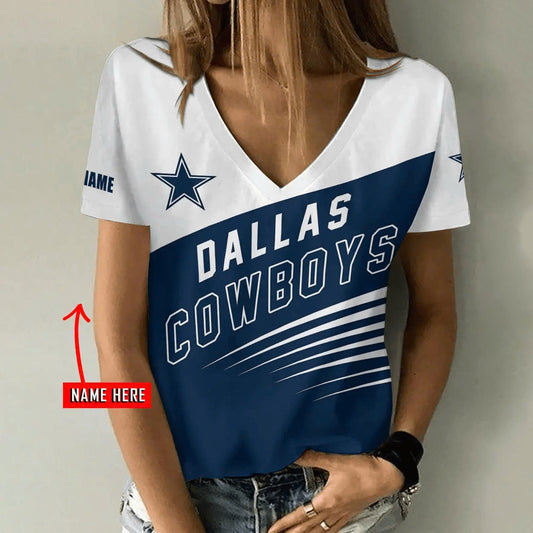 [TOUCHDOWN DEAL] NEW CUSTOMIZED NFL21 DCB DALLAS COWBOYS V-NECK FEMALE SHIRT