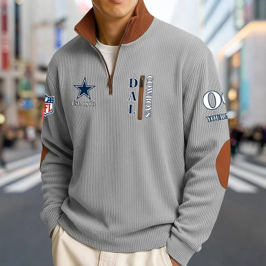 [TOUCHDOWN DEAL] NEW CUSTOMIZED NFL21 DCB DALLAS COWBOYS MULTICOLOR STRIPED QUATER ZIP SWEATSHIRT