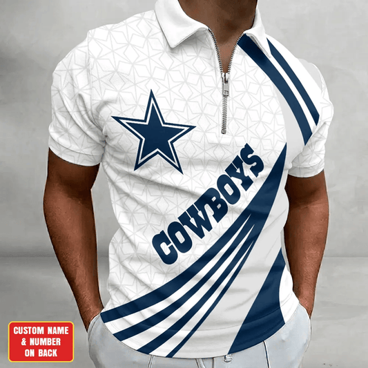 [TOUCHDOWN DEAL] NEW CUSTOMIZED NFL21 DCB DALLAS COWBOYS ZIP POLO SHIRT