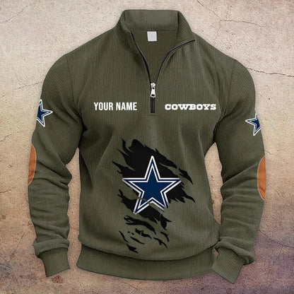 [TOUCHDOWN DEAL] NEW CUSTOMIZED NFL21 DCB DALLAS COWBOYS MULTICOLOR STRIPED QUATER ZIP SWEATSHIRT