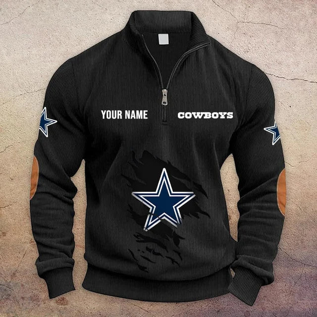 [TOUCHDOWN DEAL] NEW CUSTOMIZED NFL21 DCB DALLAS COWBOYS MULTICOLOR STRIPED QUATER ZIP SWEATSHIRT