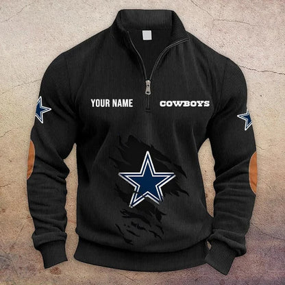 [TOUCHDOWN DEAL] NEW CUSTOMIZED NFL21 DCB DALLAS COWBOYS MULTICOLOR STRIPED QUATER ZIP SWEATSHIRT