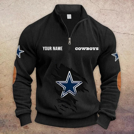 [TOUCHDOWN DEAL] NEW CUSTOMIZED NFL21 DCB DALLAS COWBOYS MULTICOLOR STRIPED QUATER ZIP SWEATSHIRT