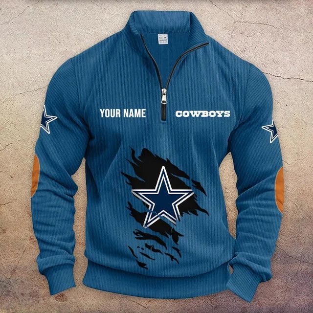 [TOUCHDOWN DEAL] NEW CUSTOMIZED NFL21 DCB DALLAS COWBOYS MULTICOLOR STRIPED QUATER ZIP SWEATSHIRT