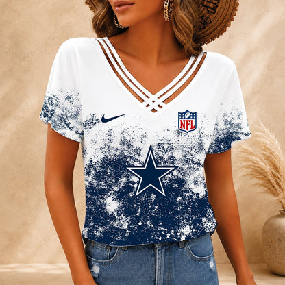[TOUCHDOWN DEAL] NEW CUSTOMIZED NFL21 DCB DALLAS COWBOYS V-NECK SHIRT