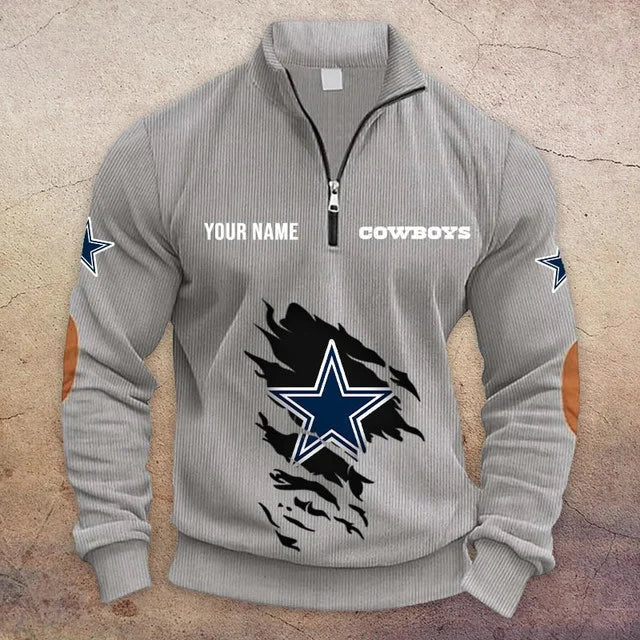 [TOUCHDOWN DEAL] NEW CUSTOMIZED NFL21 DCB DALLAS COWBOYS MULTICOLOR STRIPED QUATER ZIP SWEATSHIRT
