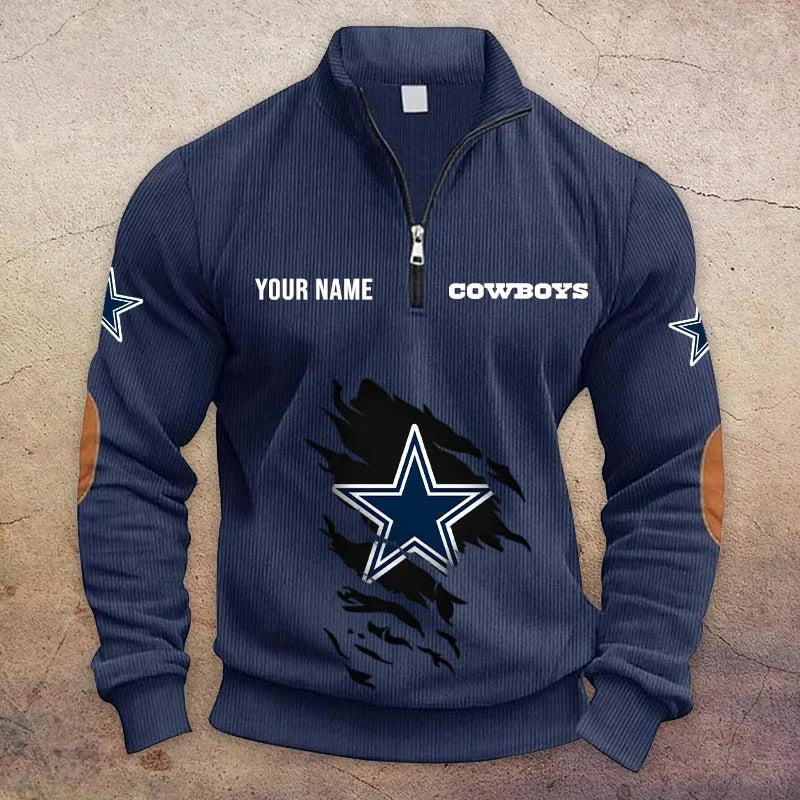 [TOUCHDOWN DEAL] NEW CUSTOMIZED NFL21 DCB DALLAS COWBOYS MULTICOLOR STRIPED QUATER ZIP SWEATSHIRT