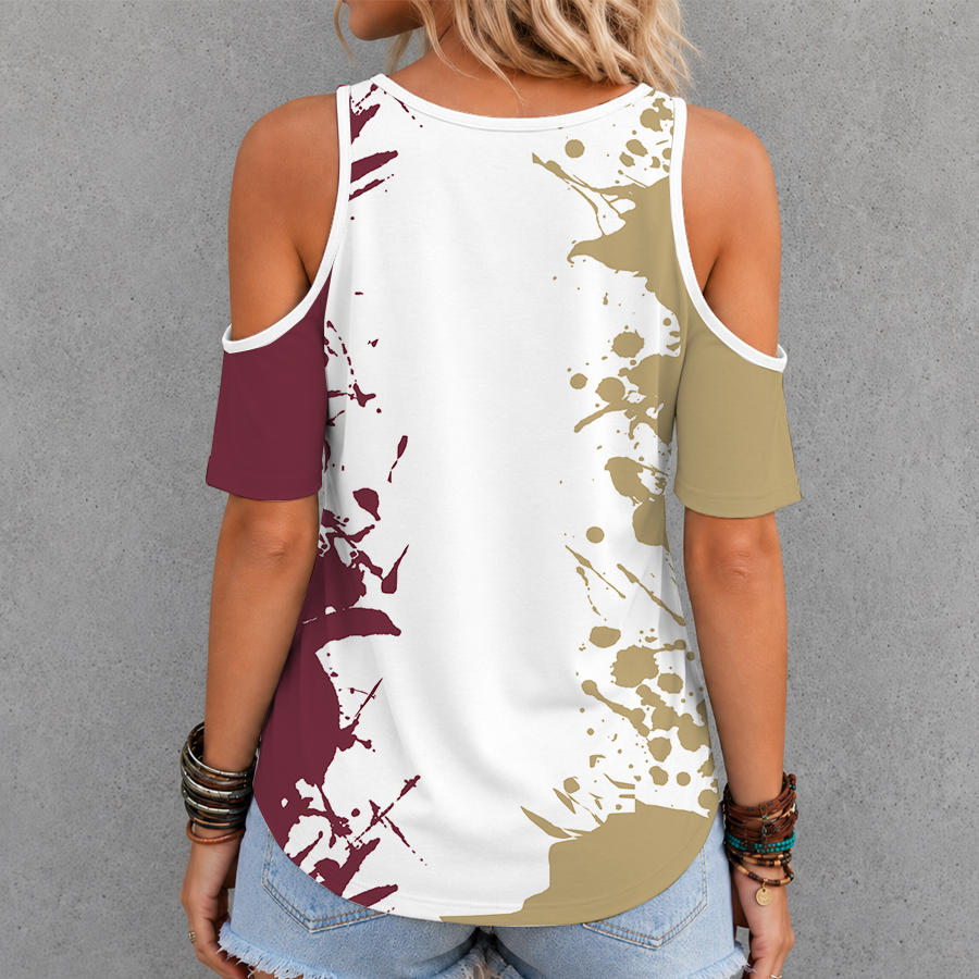 [TOUCHDOWN DEAL]NEW CUSTOMIZED NCAA FBS21 FLS FLORIDA STATE SEMINOLES CRISS CROSS V-NECK TOP