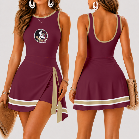 [TOUCHDOWN DEAL] NEW CUSTOMIZED NCAA FBS21 FLS FLORIDA STATE SEMINOLES WOMEN'S SUMMER SKORT DRESS