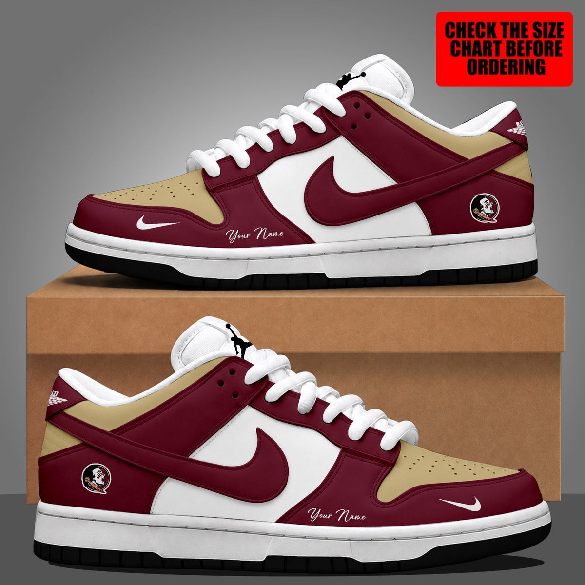 [TOUCHDOWN DEAL]NEW CUSTOMIZED NCAA FBS21 FLS FLORIDA STATE SEMINOLES DUNK LOW SHOES