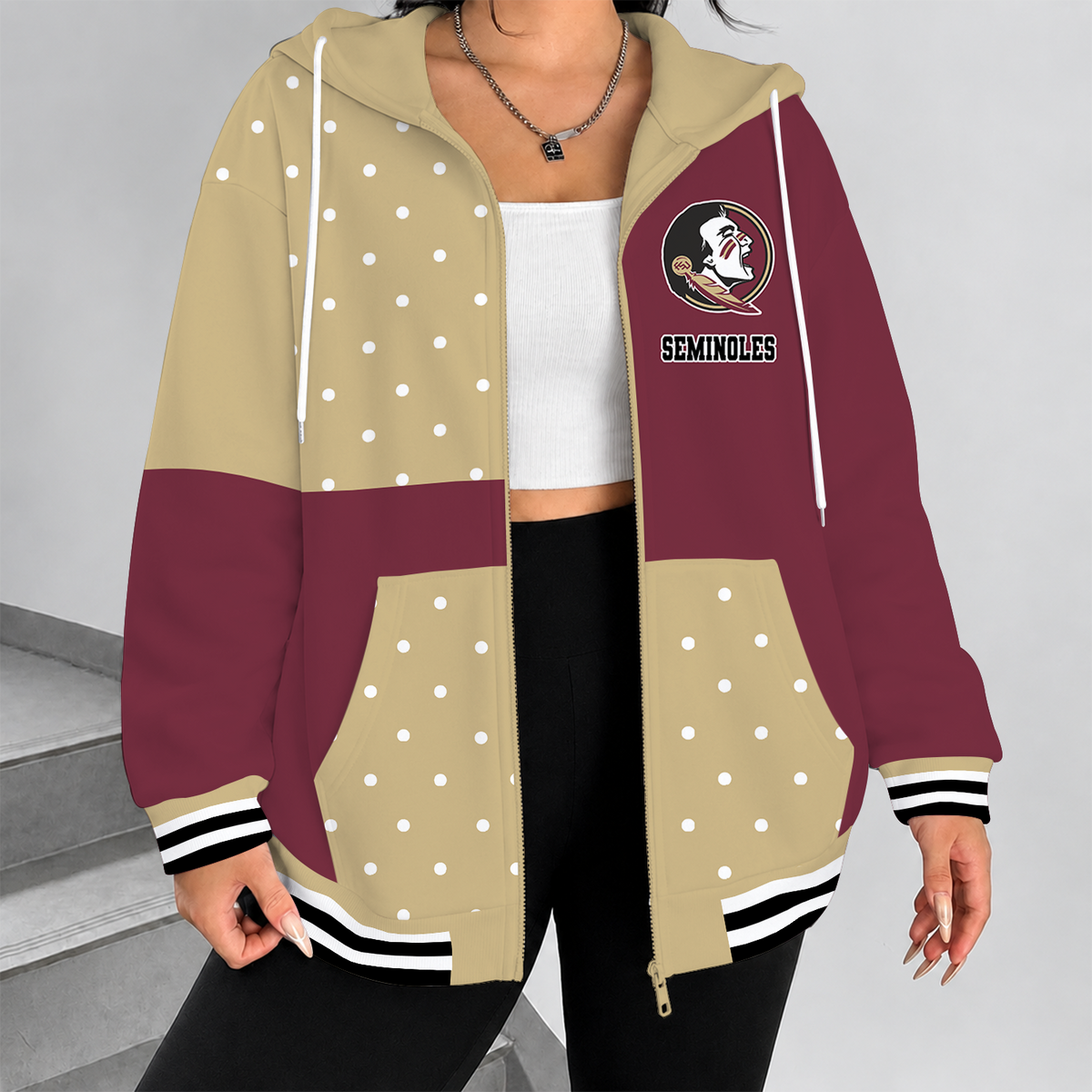 [TOUCHDOWN DEAL] NEW CUSTOMIZED NCAA FBS21 FLS FLORIDA STATE SEMINOLES ZIP HOODIE