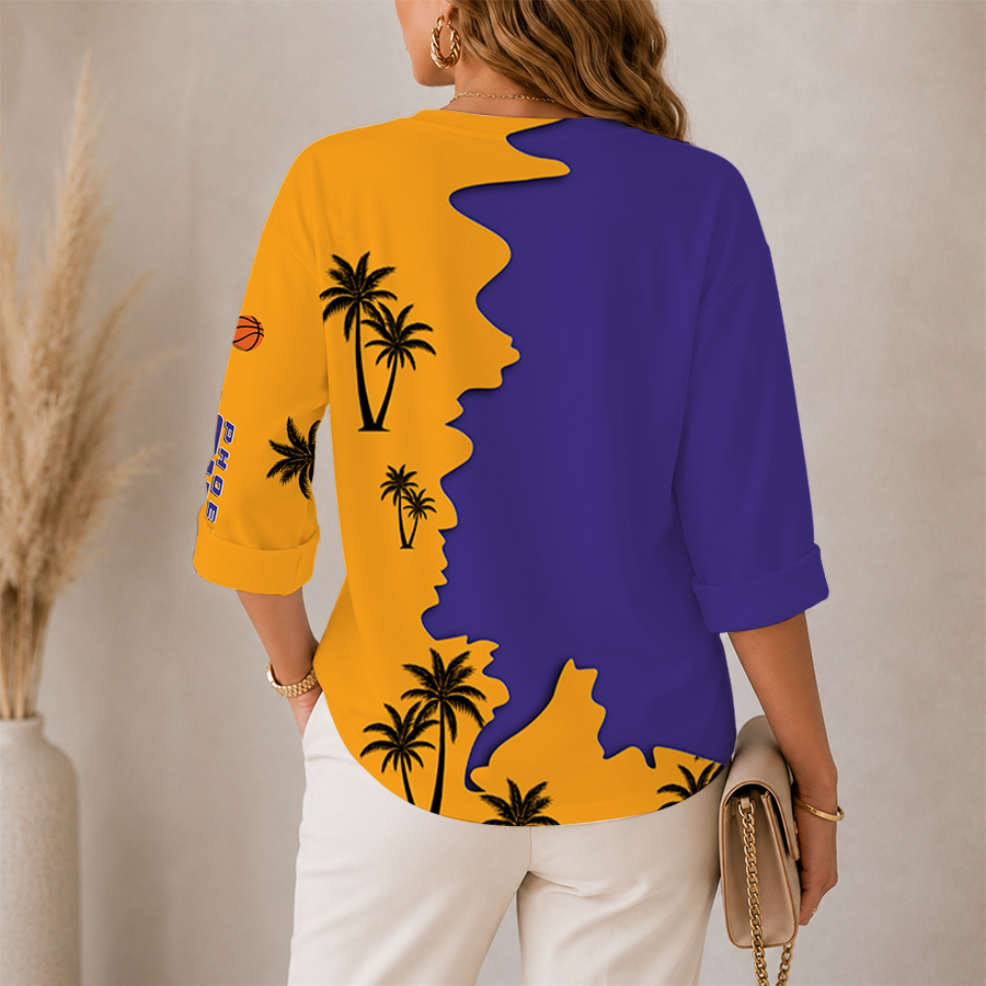 [HOT DEAL] NEW CUSTOMIZED NBA21 PSU PHOENIX SUNS WOMEN'S V-NECK LONG SLEEVE SHIRT