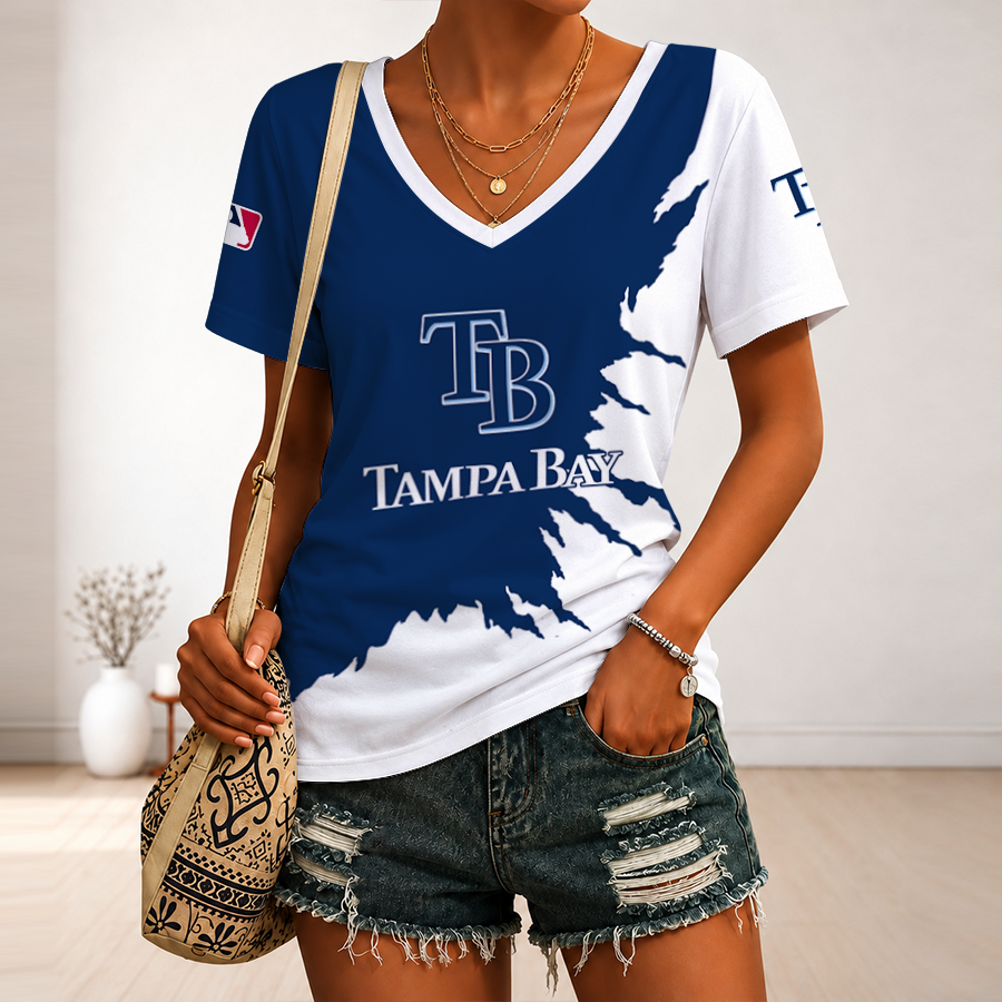 [HOMERUN DEAL] NEW CUSTOMIZED MLB21 TBR TAMPA BAY RAYS V-NECK FEMALE SHIRT
