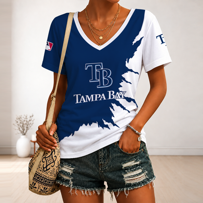 [HOMERUN DEAL] NEW CUSTOMIZED MLB21 TBR TAMPA BAY RAYS V-NECK FEMALE SHIRT