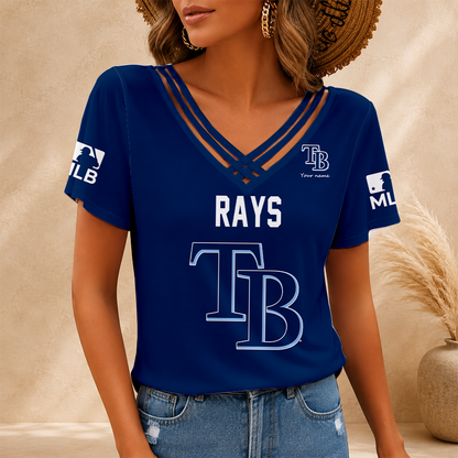 [HOMERUN DEAL] NEW CUSTOMIZED MLB21 TBR TAMPA BAY RAYS V-NECK SHIRT