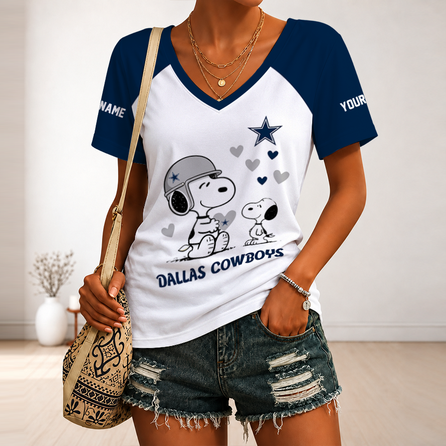 [TOUCHDOWN DEAL] NEW CUSTOMIZED NFL21 DCB DALLAS COWBOYS V-NECK FEMALE SHIRT