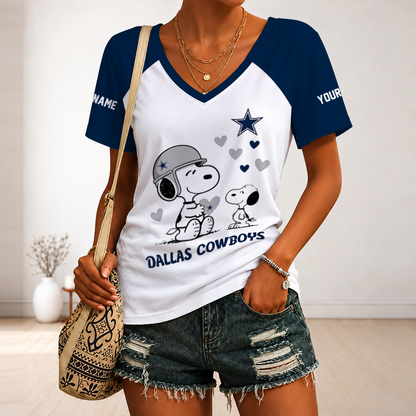 [TOUCHDOWN DEAL] NEW CUSTOMIZED NFL21 DCB DALLAS COWBOYS V-NECK FEMALE SHIRT