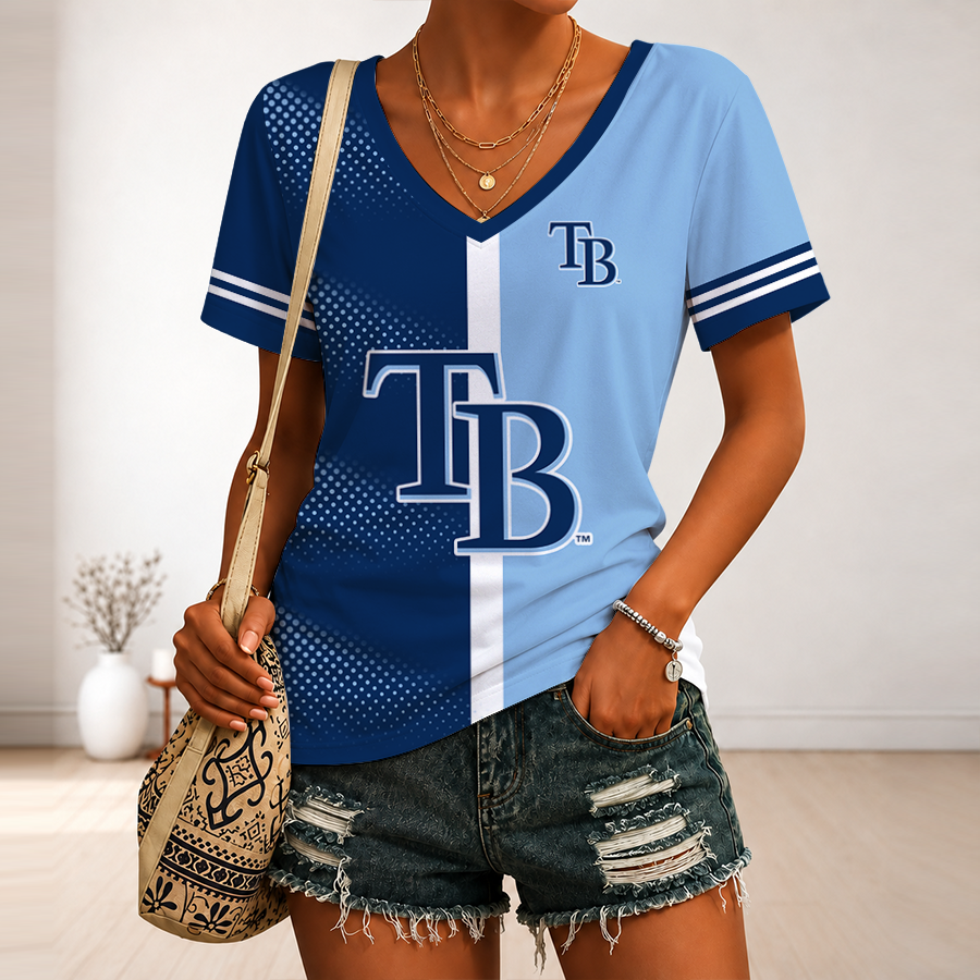 [HOMERUN DEAL] NEW CUSTOMIZED MLB21 TBR TAMPA BAY RAYS V-NECK FEMALE SHIRT