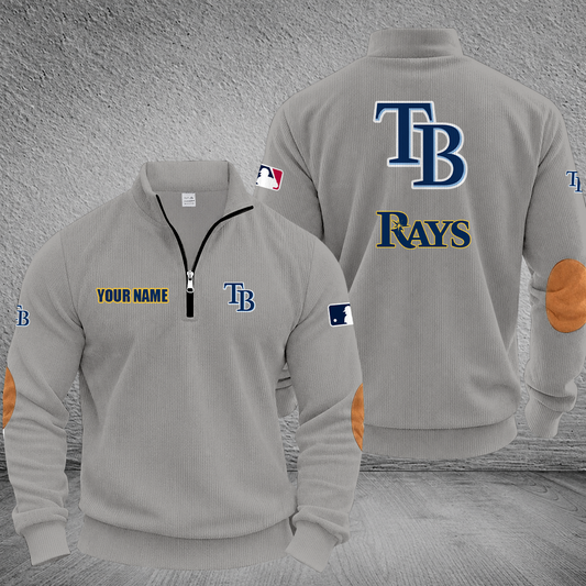 [HOMERUN DEAL] NEW CUSTOMIZED MLB21 TBR TAMPA BAY RAYS MULTICOLOR STRIPED QUATER ZIP SWEATSHIRT