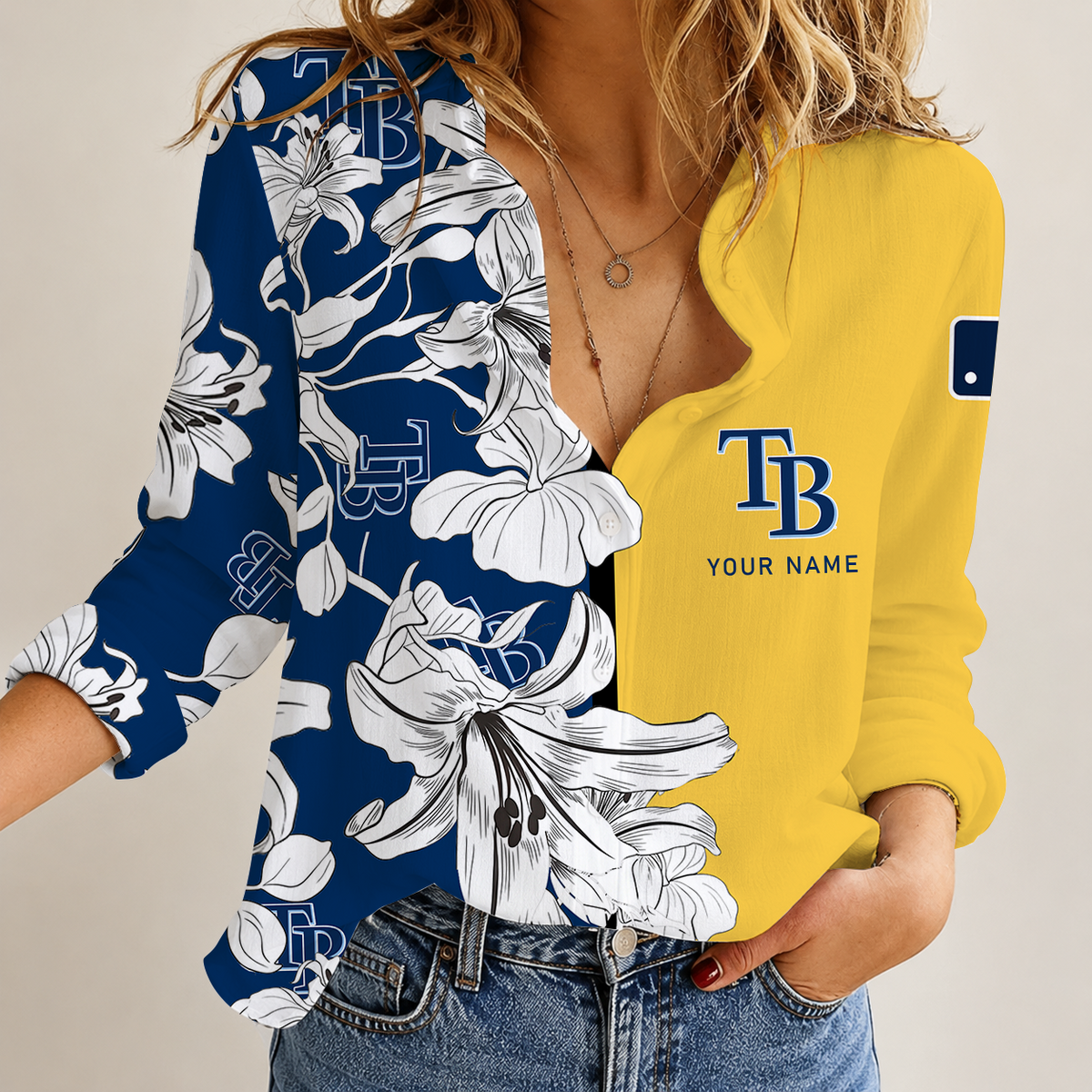 [HOMERUN DEAL] NEW CUSTOMIZED MLB21 TBR TAMPA BAY RAYS WOMEN CASUAL SHIRT
