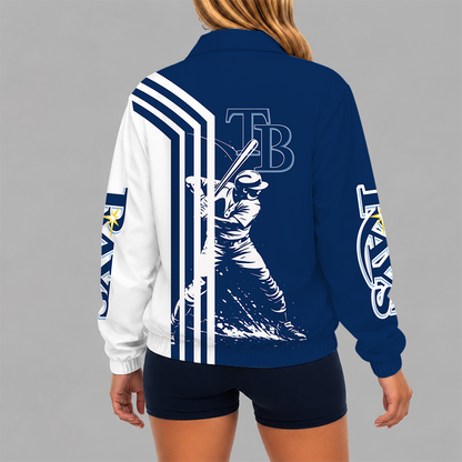 [HOMERUN DEAL] NEW CUSTOMIZED MLB21 TBR TAMPA BAY RAYS V-NECK ZIPPER SWEATSHIRT JACKET