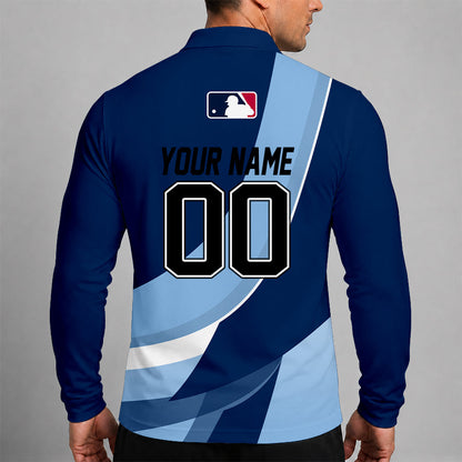 [HOMERUN DEAL] NEW CUSTOMIZED MLB21 TBR TAMPA BAY RAYS MEN'S LONG SLEEVE POLO