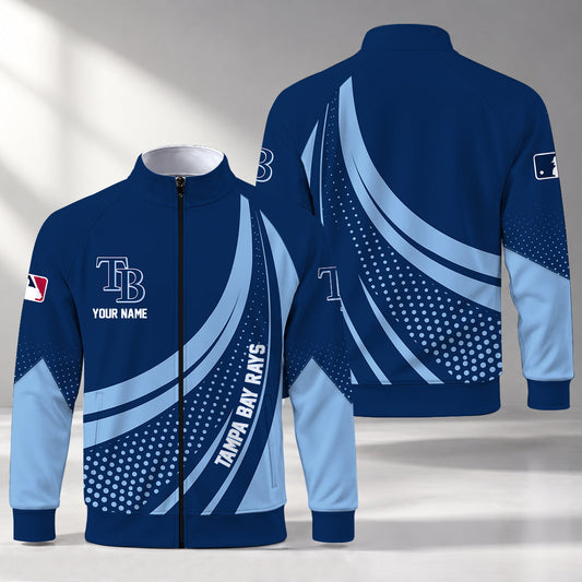 [HOMERUN DEAL] NEW CUSTOMIZED MLB21 TBR TAMPA BAY RAYS STAND COLLAR JACKET