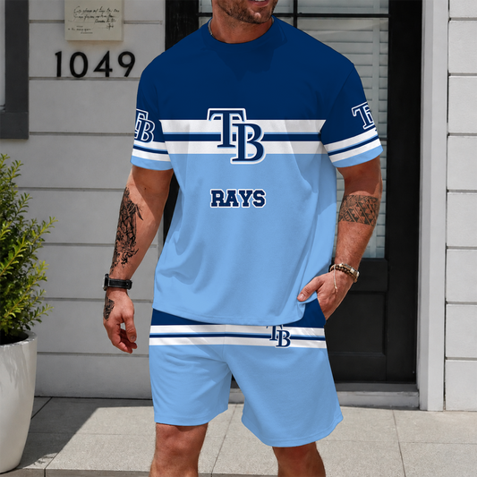 [HOMERUN DEAL] NEW CUSTOMIZED MLB21 TBR TAMPA BAY RAYS UNISEX T-SHIRT & SHORTS SET