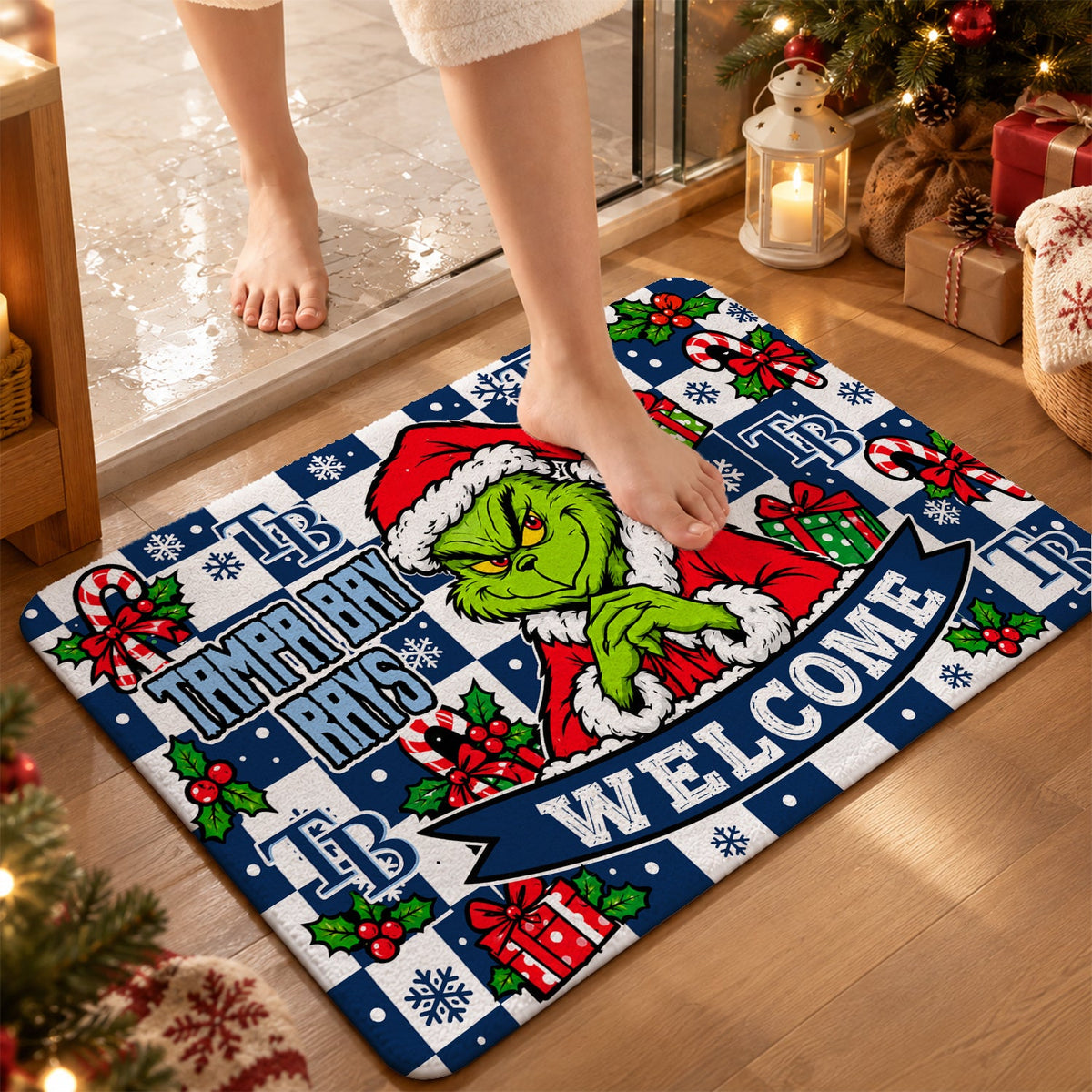 [HOMERUN DEAL] NEW CUSTOMIZED MLB21 TBR THE RAYS FLOOR MAT & DOOR MAT