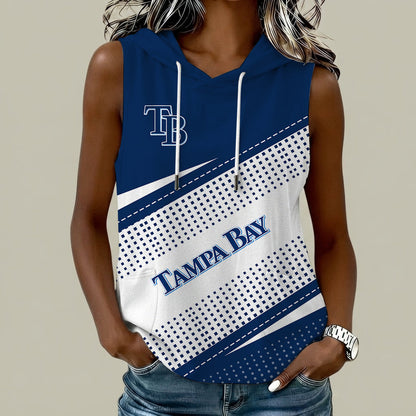 [HOMERUN DEAL] NEW CUSTOMIZED MLB21 TBR TAMPA BAY RAYS WOMEN'S SLEEVELESS HOODED POCKET TANK TOP