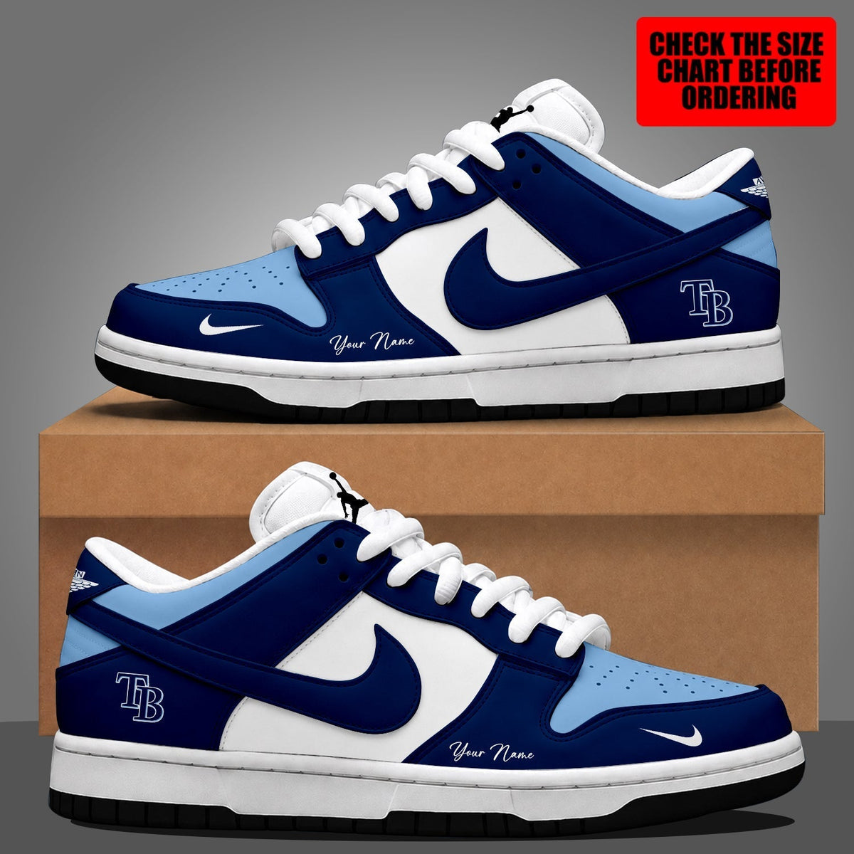 [HOMERUN DEAL] NEW CUSTOMIZED MLB21 TBR TAMPA BAY RAYS DUNK LOW SHOES