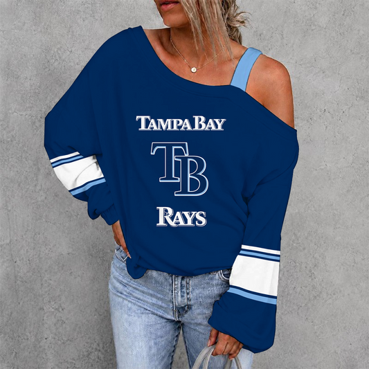 [HOMERUN DEAL] NEW CUSTOMIZED MLB21 TBR TAMPA BAY RAYS WOMEN'S OFF-SHOULDER LONG SLEEVE SHIRT