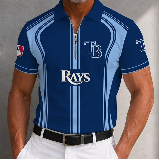 [HOMERUN DEAL] NEW CUSTOMIZED MLB21 TBR TAMPA BAY RAYS ZIP POLO SHIRT
