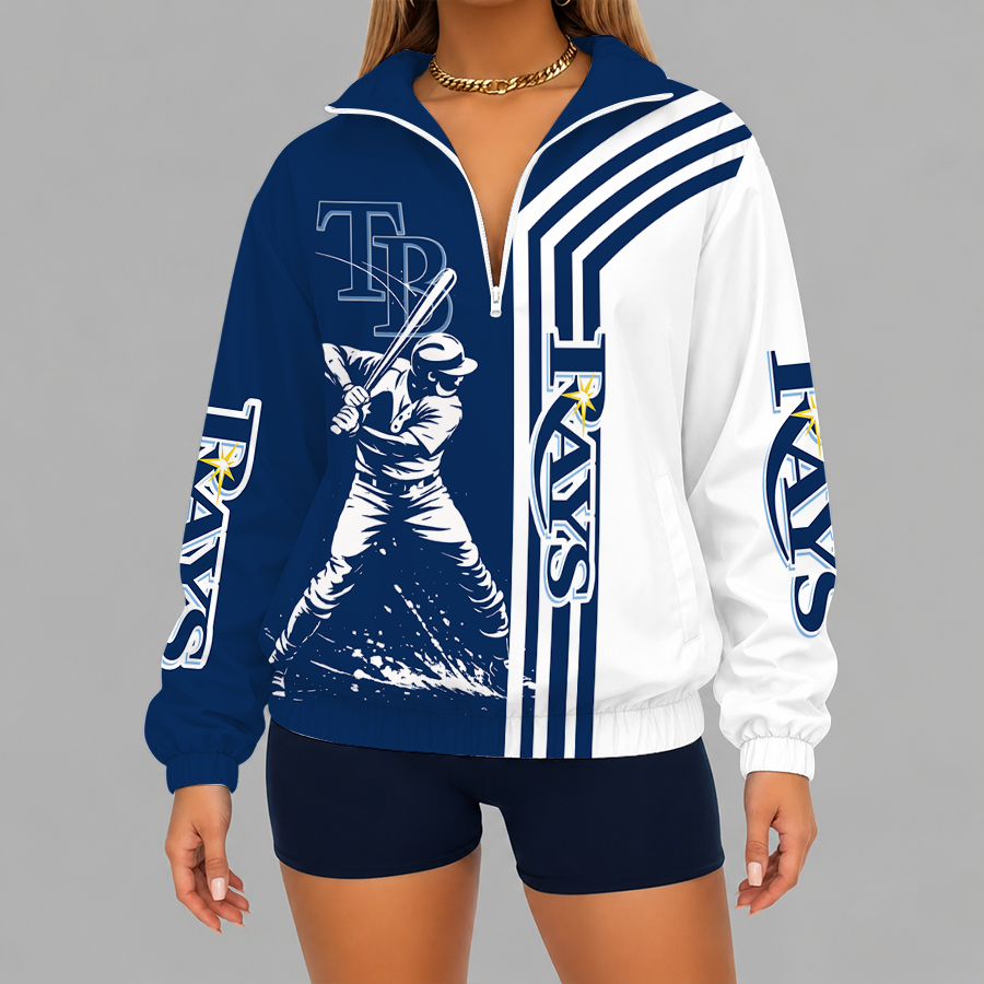 [HOMERUN DEAL] NEW CUSTOMIZED MLB21 TBR TAMPA BAY RAYS V-NECK ZIPPER SWEATSHIRT JACKET