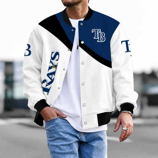 [HOMERUN DEAL] NEW CUSTOMIZED MLB21 TBR TAMPA BAY RAYS SATIN VARSITY & BASEBALL JACKET