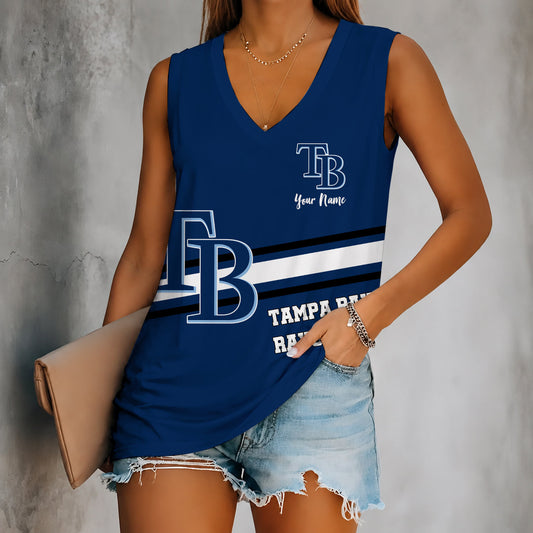 [HOMERUN DEAL] NEW CUSTOMIZED MLB21 TBR TAMPA BAY RAYS WOMEN'S V-NECK TANK TOP
