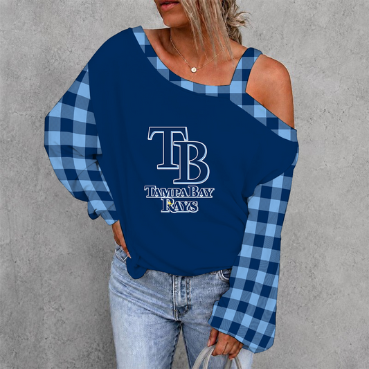 [HOMERUN DEAL] NEW CUSTOMIZED MLB21 TBR TAMPA BAY RAYS WOMEN'S OFF-SHOULDER LONG SLEEVE SHIRT