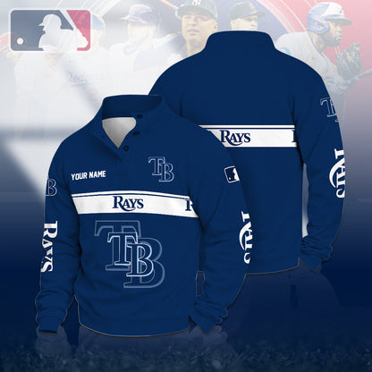 [HOMERUN DEAL] NEW CUSTOMIZED MLB21 TBR TAMPA BAY RAYS QUARTER-BUTTON SWEATSHIRT