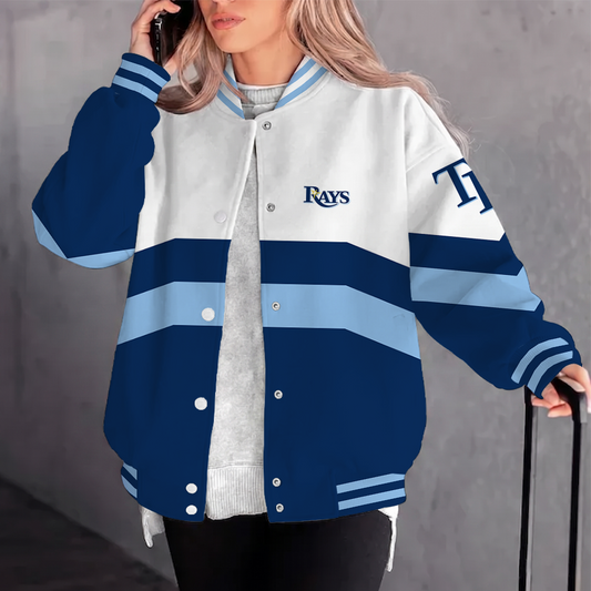 [HOMERUN DEAL] NEW CUSTOMIZED MLB21 TBR TAMPA BAY RAYS SATIN VARSITY & BASEBALL JACKET