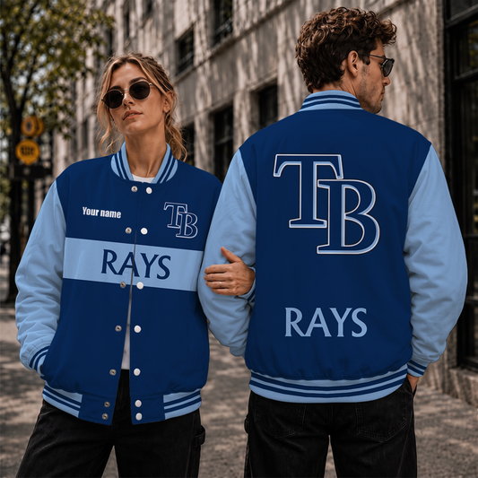 [HOMERUN DEAL] NEW CUSTOMIZED MLB21 TBR TAMPA BAY RAYS SATIN VARSITY & BASEBALL JACKET