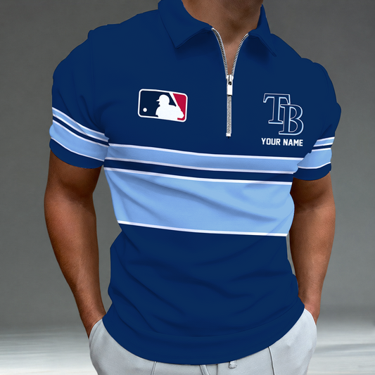 [HOMERUN DEAL] NEW CUSTOMIZED MLB21 TBR TAMPA BAY RAYS ZIP POLO SHIRT