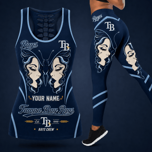 [HOMERUN DEAL] NEW CUSTOMIZED MLB21 TBR TAMPA BAY RAYS HOLLOW TANK TOP & LEGGINGS SET