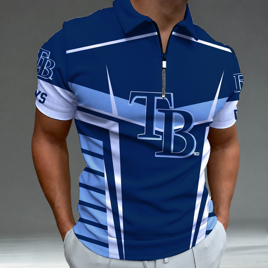 [HOMERUN DEAL] NEW CUSTOMIZED MLB21 TBR TAMPA BAY RAYS ZIP POLO SHIRT