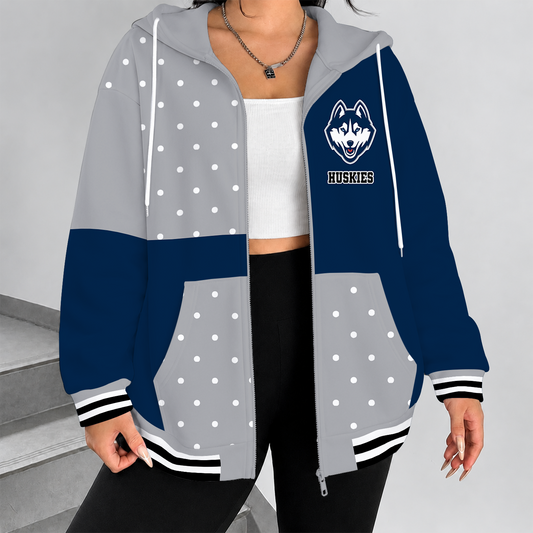 [SLAM DUNK DEAL] NEW CUSTOMIZED NCAA MAM21 UCH UCONN HUSKIES STRAPPY ZIP HOODIE