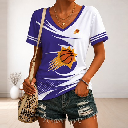 [HOT DEAL] NEW CUSTOMIZED NBA21 PSU PHOENIX SUNS V-NECK FEMALE SHIRT