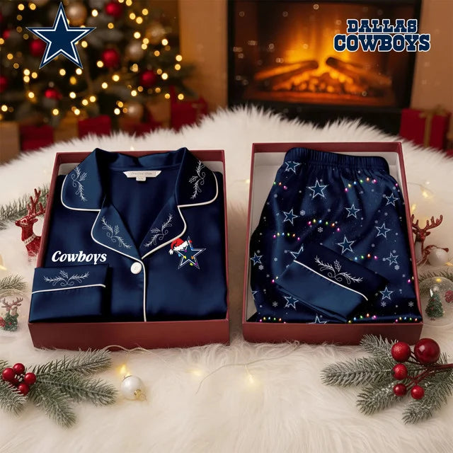 [TOUCHDOWN DEAL] NEW CUSTOMIZED NFL21 DCB DALLAS COWBOYS LONG-SLEEVE PAJAMA SET