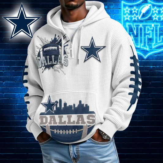 [TOUCHDOWN DEAL] NEW CUSTOMIZED NFL21 DCB DALLAS COWBOYS WAFFLE FULL ZIP HOODIE