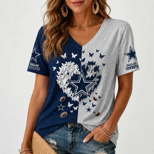 [TOUCHDOWN DEAL] NEW CUSTOMIZED NFL21 DCB DALLAS COWBOYS V-NECK FEMALE SHIRT